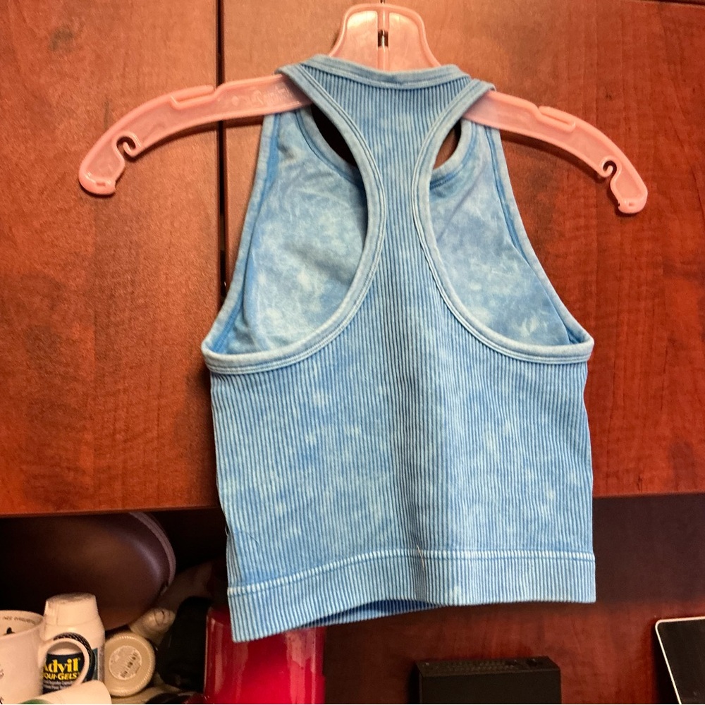 Blue Ribbed Racerback Padded Brami - Picture 2 of 2